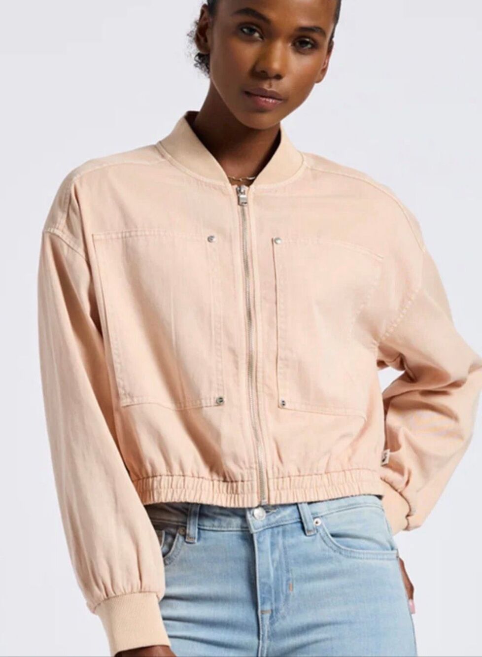 Buffalo David Bitton Pyper Cropped Bomber Jacket Cameo Rose Size XL NWT